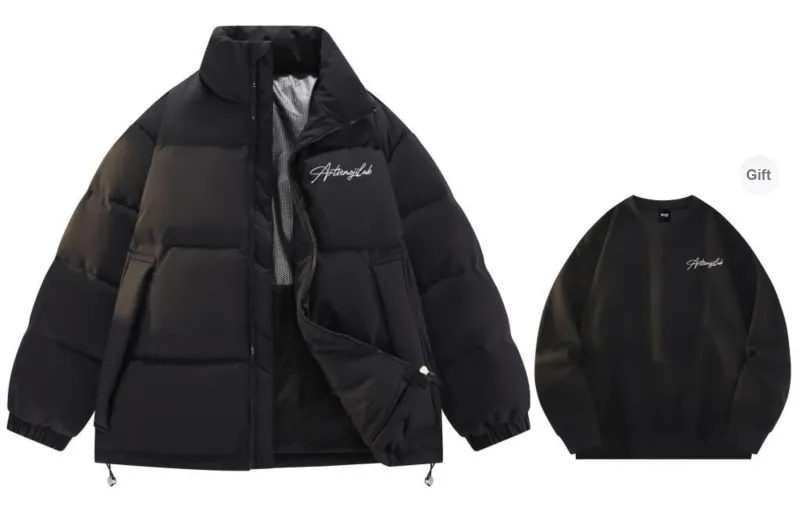 Emoji Down Jacket Unisex Black Red-25