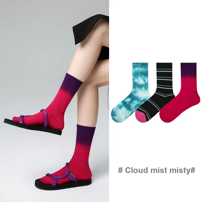 Vine Color Mid Calf Socks Unisex 3 Pack Cloud Mist Misty-1