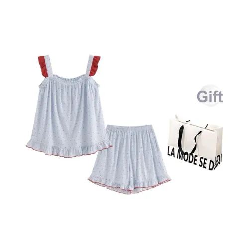 MEIJIAO Синий Точка Одежда Комплекты + Буква Сумка для покупок Женские Пижамные Наборы