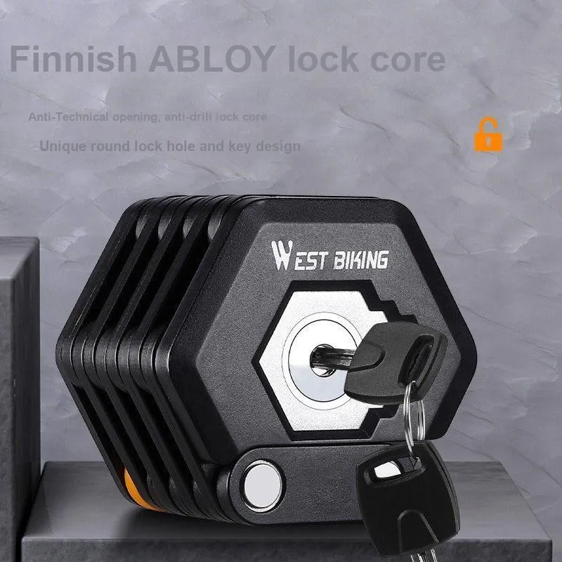 WEST BIKING Bicycle Locks Rust Resistant Adjustable Folding Lock-4