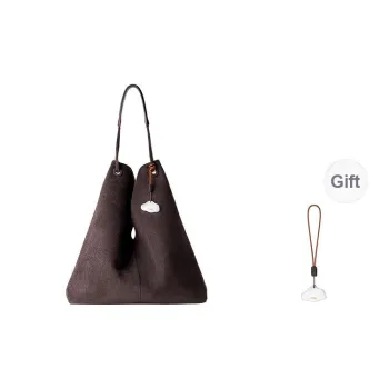 ANDFEEL Suede Leather Suede Tote Bag Shoulder Bag Large Size Women's Brown