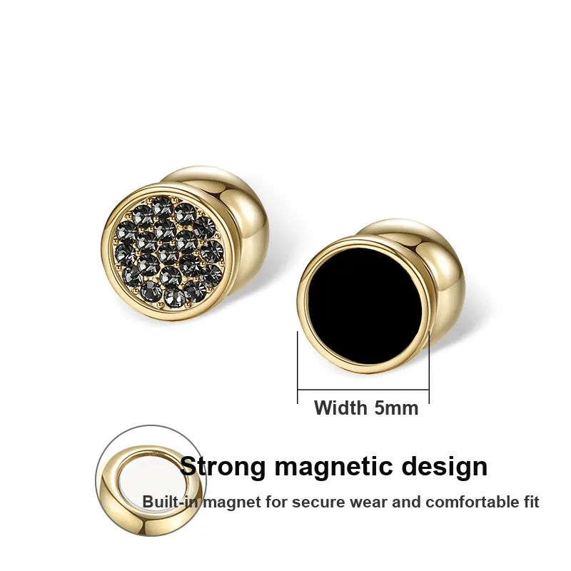 DAIRUO Rhinestone Clip On Earrings Men's-5
