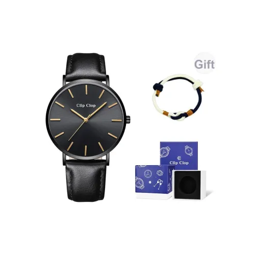 Clip Clop Кварцевый механизм Кожаный ремешок Часы Мужские Белый циферблат