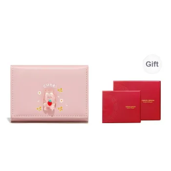 CNOLES Polyurethane Bonded Synthetic Leather Wallet Women's First Love Pink/Avocado Fruit Green
