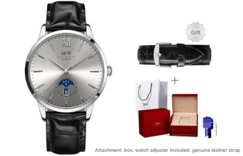 I&W CARNIVAL HWGUOJI Automatic Mechanical Movement Genuine Leather Strap Watch Men's Watches Blue Dial