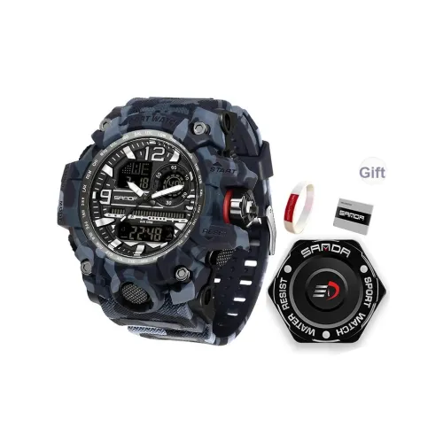 Sanda Электронный + Кварцевый механизм TPU Ремешок Мужские часы Черный циферблат