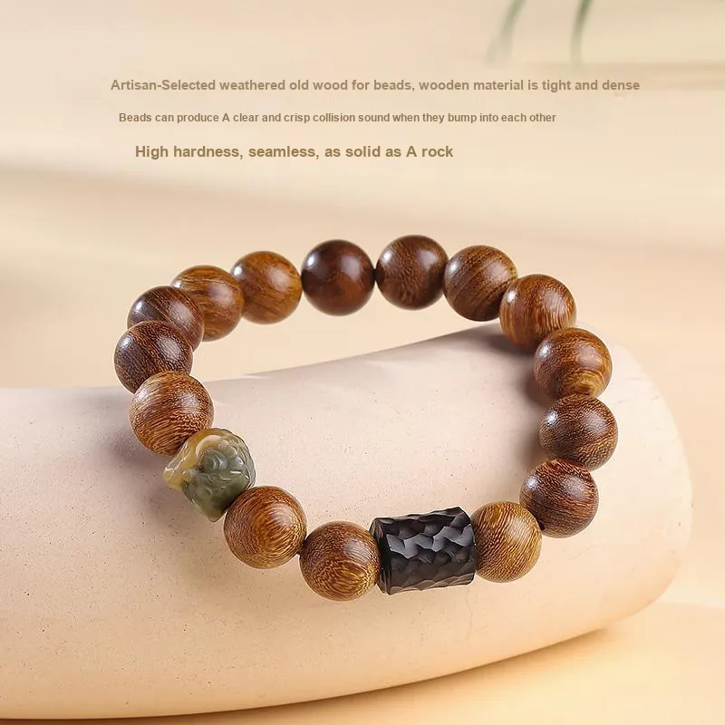 MUSHENGYUAN Golden Sandalwood Wooden Bracelets Unisex-5