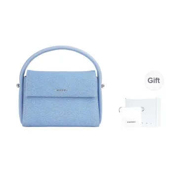 Karkki Box Bag Cow Leather One Shoulder Handbag Regular Women's Light Denim Blue Light Denim