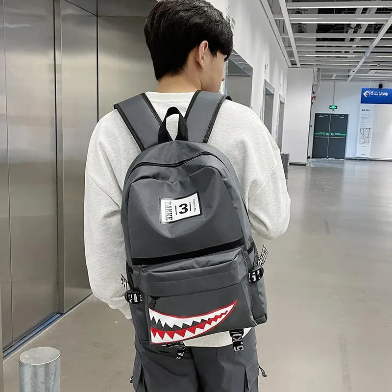 Dusen Kangaroo Nylon Backpack Regular Unisex White/Gray/Black/Army Green/Dark Blue-7