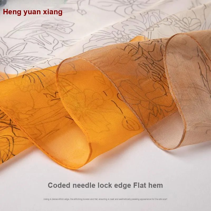 H YXIANG Silk Scarves Women's-22