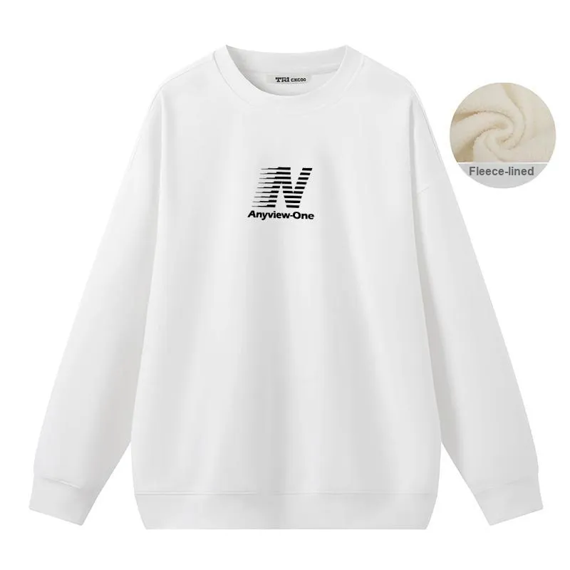 Anyveiw Crew Neck Thickened Pullover Long Sleeved Sweatshirt Unisex-17