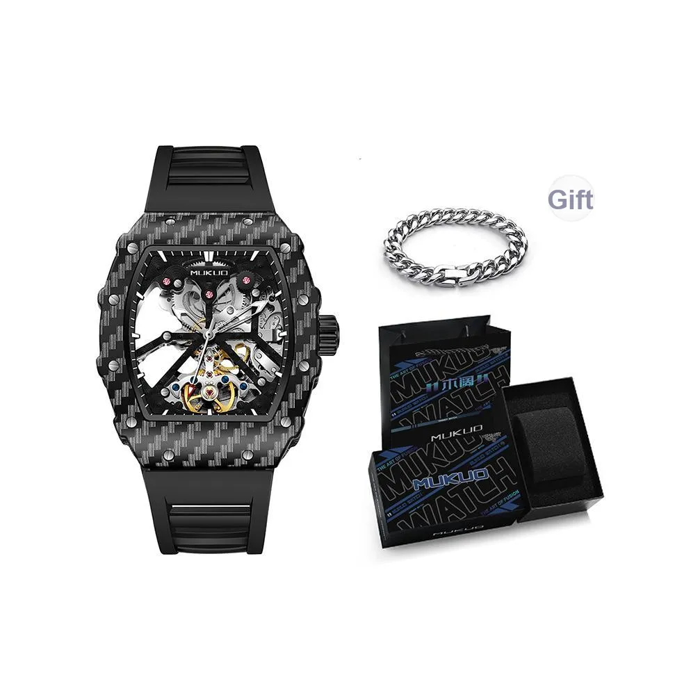 MUKUO Автоматические механические мужские часы 47,5 мм с открытым механизмом