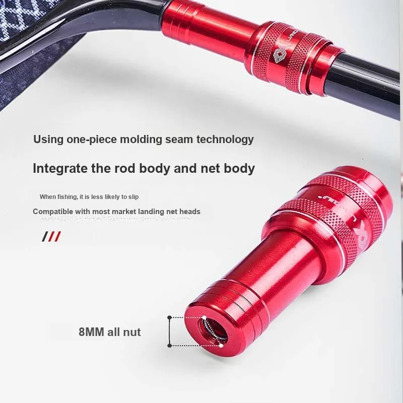 Even Ball Fishing Nets Carbon Fiber Sky Sword Fishing Net Pole 2nd Generation Without Net Head Black Red-2