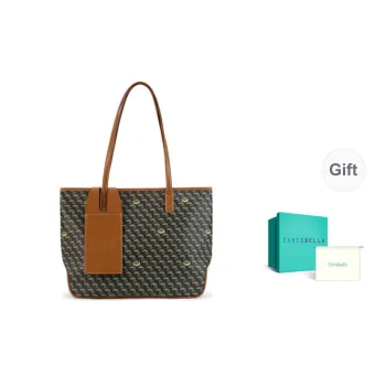 CHRISBELLA Synthetic Leather Large Capacity Tote Bag, Shoulder Bag Large Size Unisex Brown
