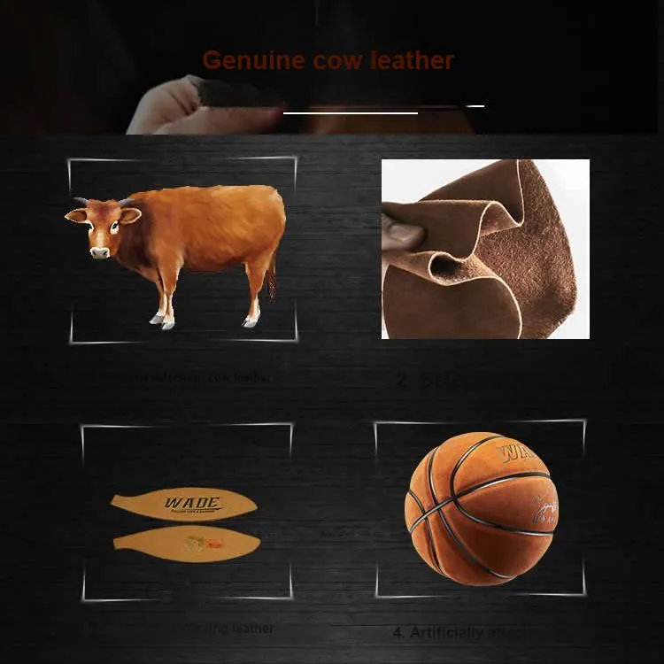 WADE Cow Leather Basketball Brown Orange Purple Size 7 Ball Training-7