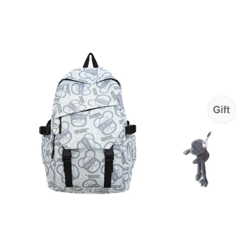 BRABOSTON Nylon Backpack Unisex Seven Characters/Black White Stripes/Black/Light Green/Light Blue-11