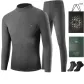 Mock Neck Windproof Fleece-Lined Clothing Sets (Dark Heather Gray) with 2-Pack Socks+Shopping Bag Included