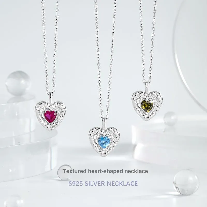 KEMLAIDA 925 Sterling Silver Necklaces Women's Sea Blue/Dove's Blood Red/Olive Green-2