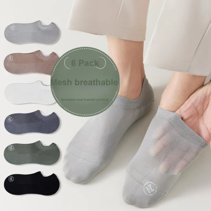 MIIOW No Show Socks Men's 6 Pack Mixed Color-2