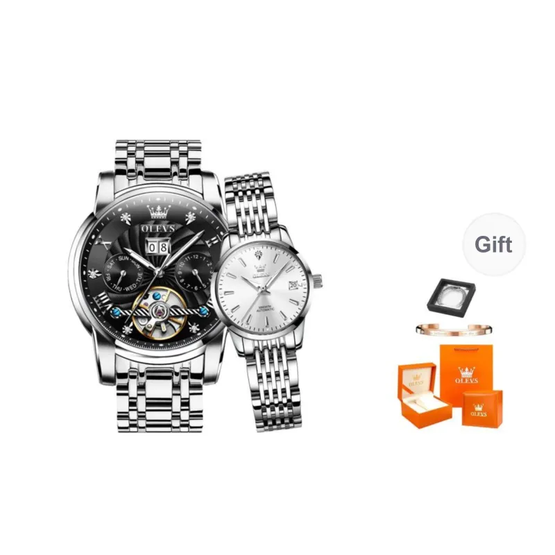 OLEVS Mechanical Movement Watch Unisex Black Dial-5