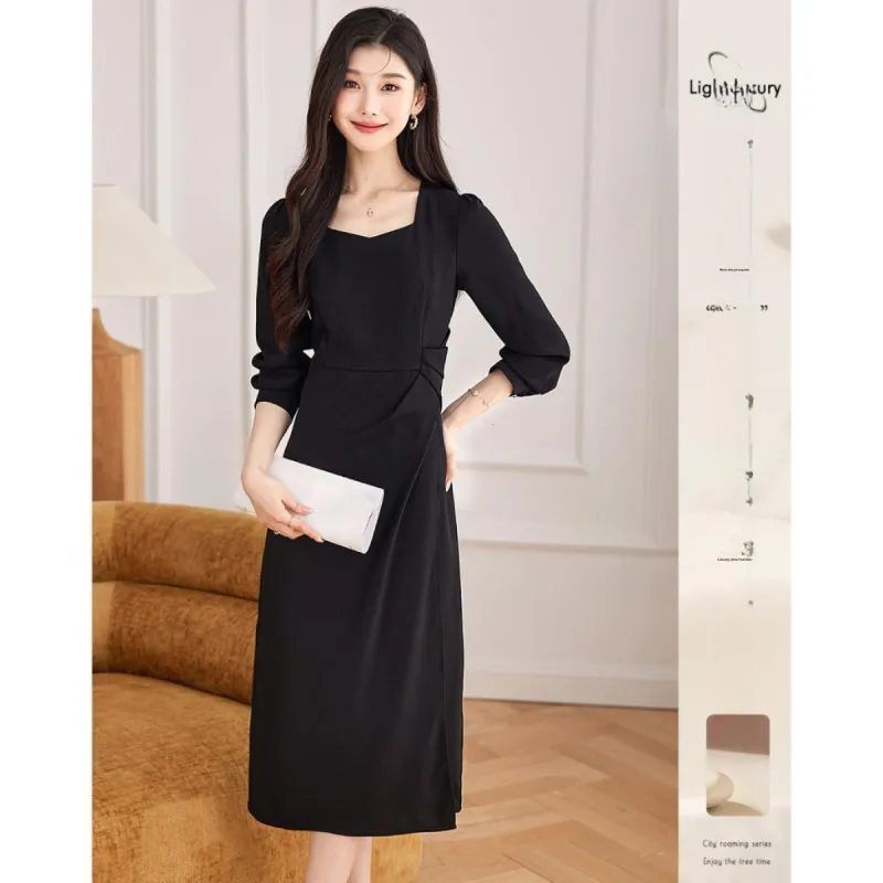 Like The Age Of Water Long Sleeved Dress Women's Black-2