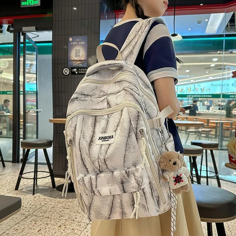 WICKBUEN Nylon Backpack Unisex White/Black/Coffee/Blue-1