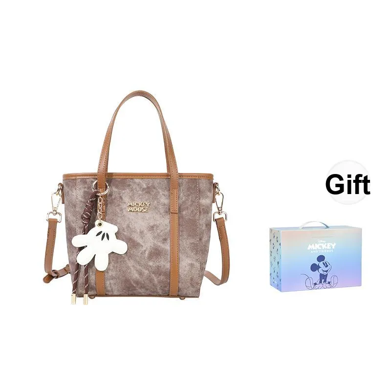 MESUCA ×Disney Mickey Series Synthetic Leather Basket Bag, Shoulder Bag, Crossbody Bag, Handbag Women's-12