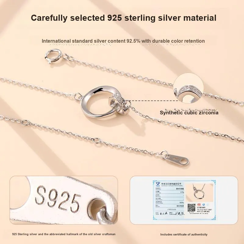 LAOYINJIANG S925 Silver Collarbone Chain Necklace Women's-3