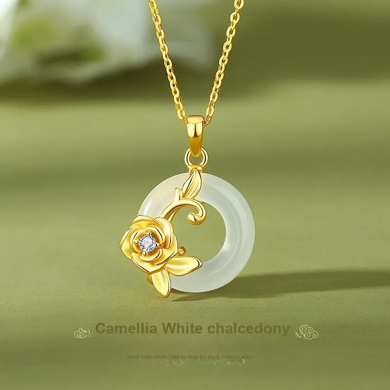 JINJI Natural Chalcedony Necklaces Women's-25