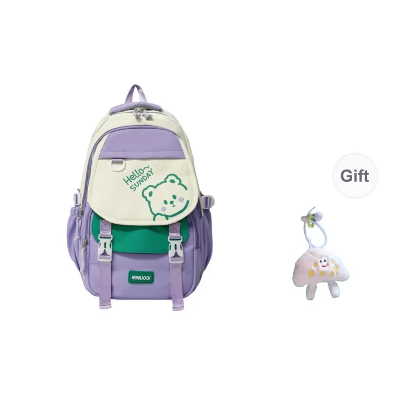 URBAN FOREST Twill Backpack Unisex Black/Pink/Purple/Khaki/Light Green-8