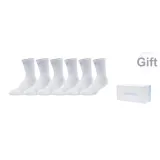 Milk White Blue Box+6 Pack (White-Crew Socks)