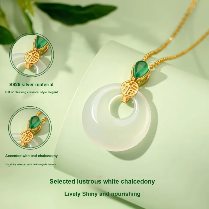 Encounter Gift Natural Chalcedony Necklaces Women's-3