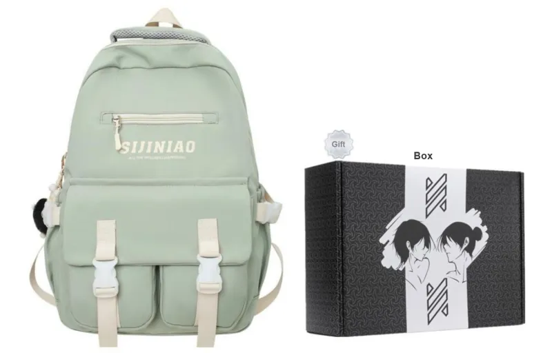NOMK Nylon Fabric Backpack Regular Women's Pink/Khaki/Green/White/Black-7