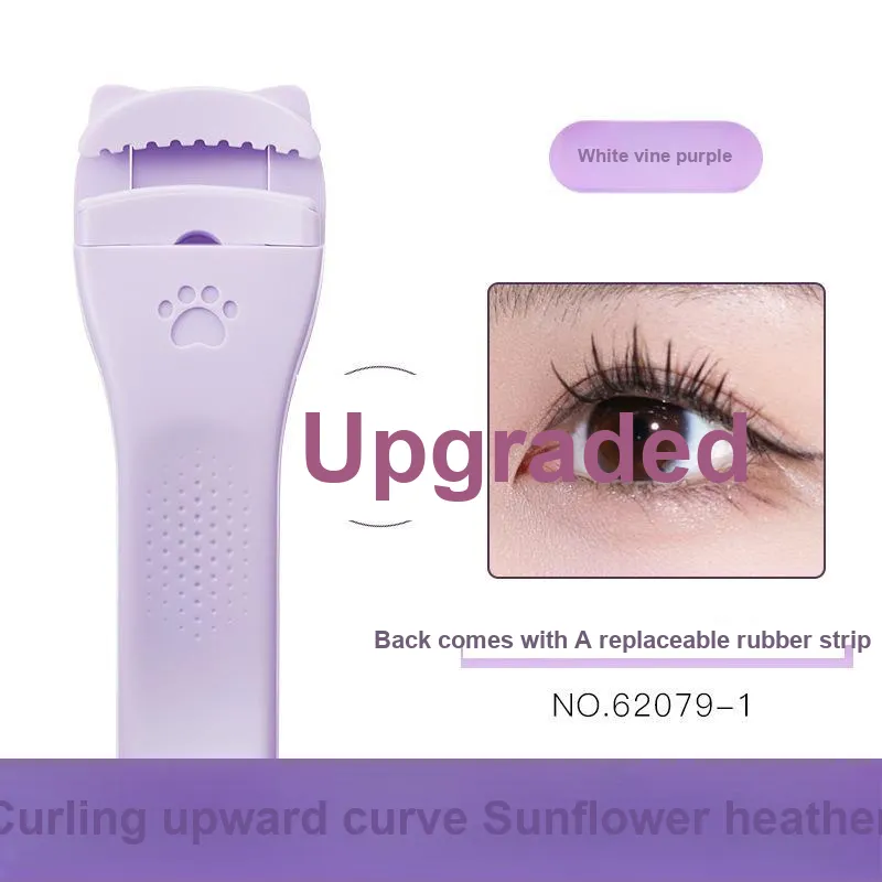 GECOMO 3D Cute Paw Eyelash Curler+Oil Absorbing Paper Combo, Built in Mirror Powder Puff, Makeup Tool-1