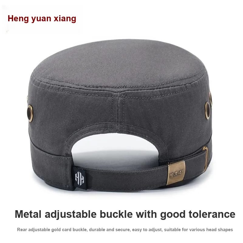 H YXIANG Cotton Flat Top Hat Men's-9