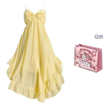 FLIM Slip Dresses Women's Yellow Bear Box