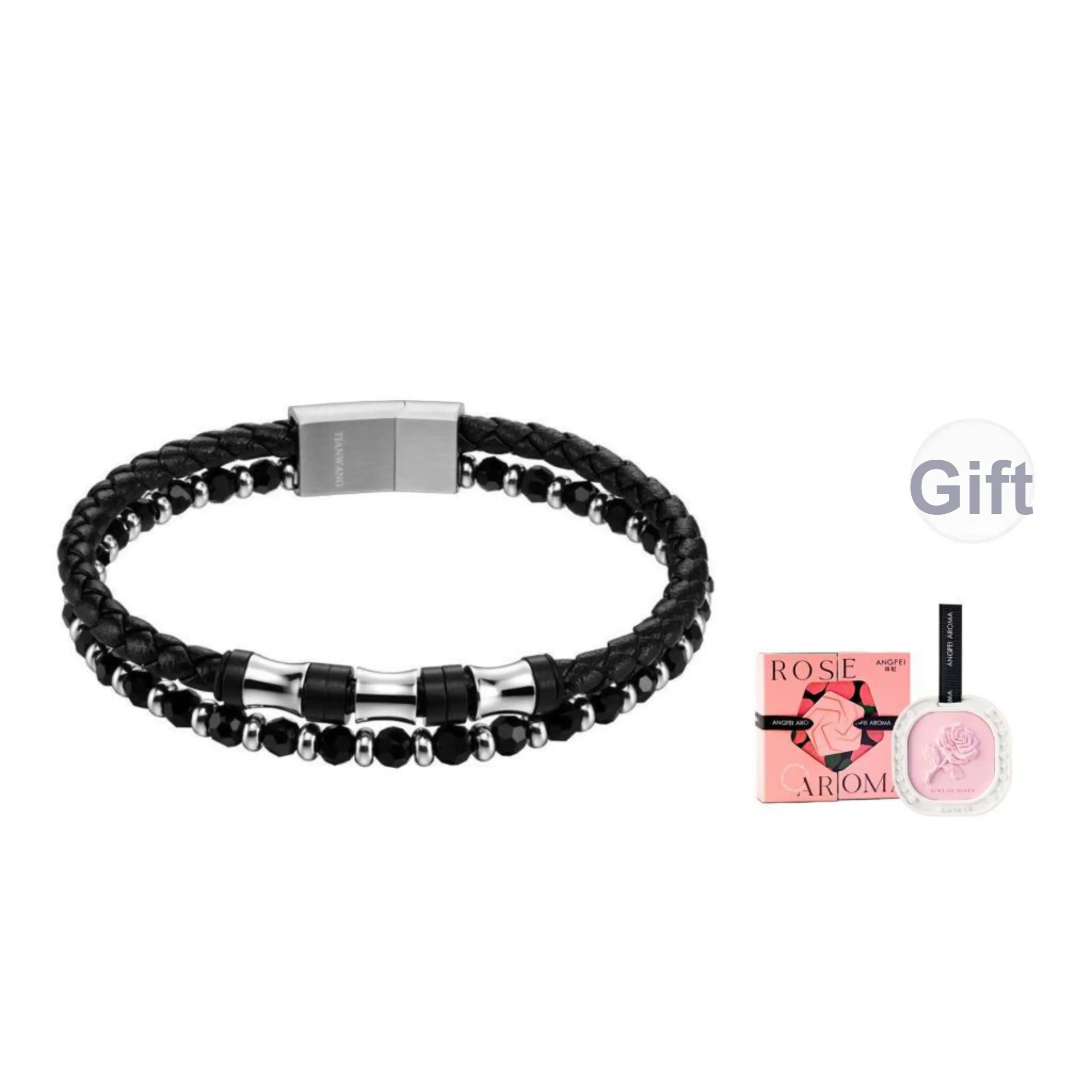 TIANWANG Steel Chinese Fashion Trend Niche Artistic Style, Black & Silver Beaded Bracelet Unisex