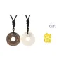 Chinese Auspicious Animal Peaceful Buckle Couple's Necklace[Chalcedony+Ice Opal]