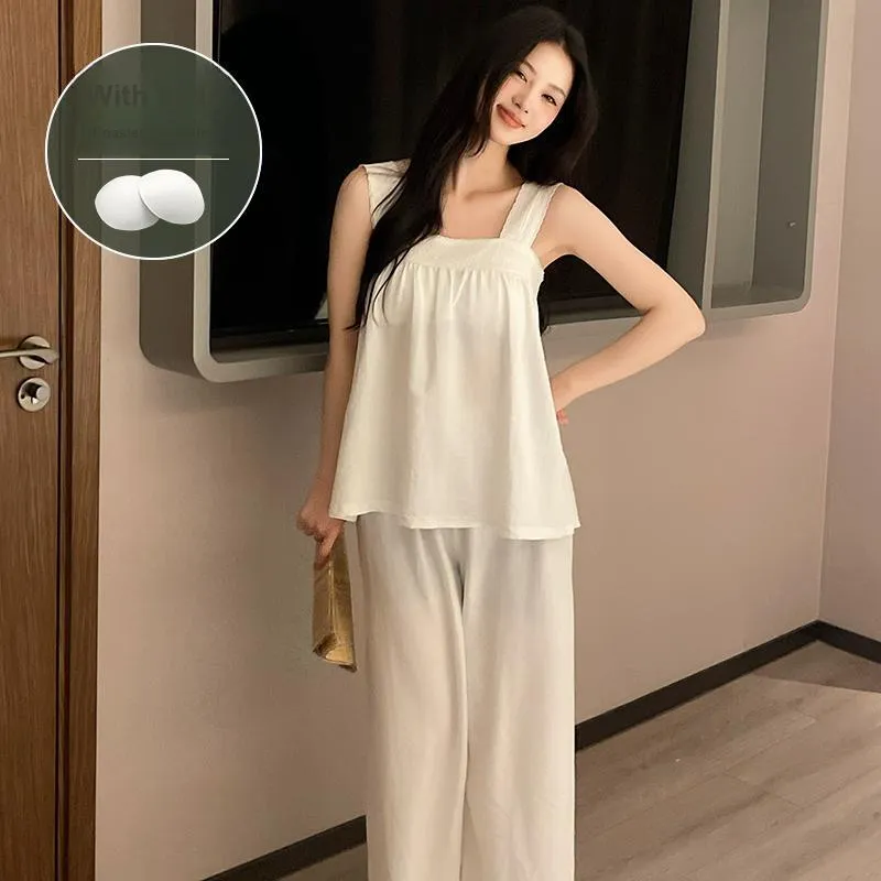 XIAFENYAN Pajama Set Women's Beige-4