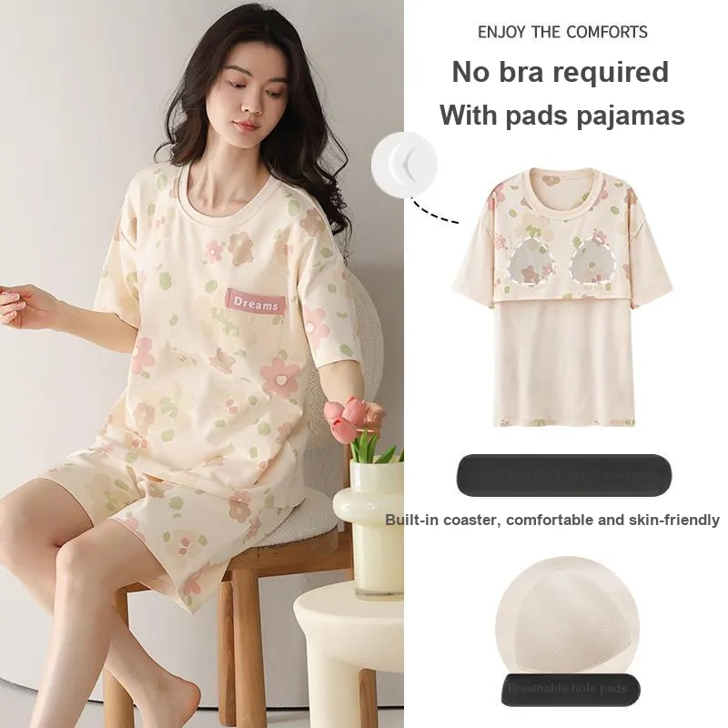 Cotton Gene Pajama Set Women's Apricot-1