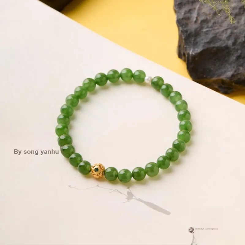Linguanying Hetian Jade Bracelets Women's Jasper-10