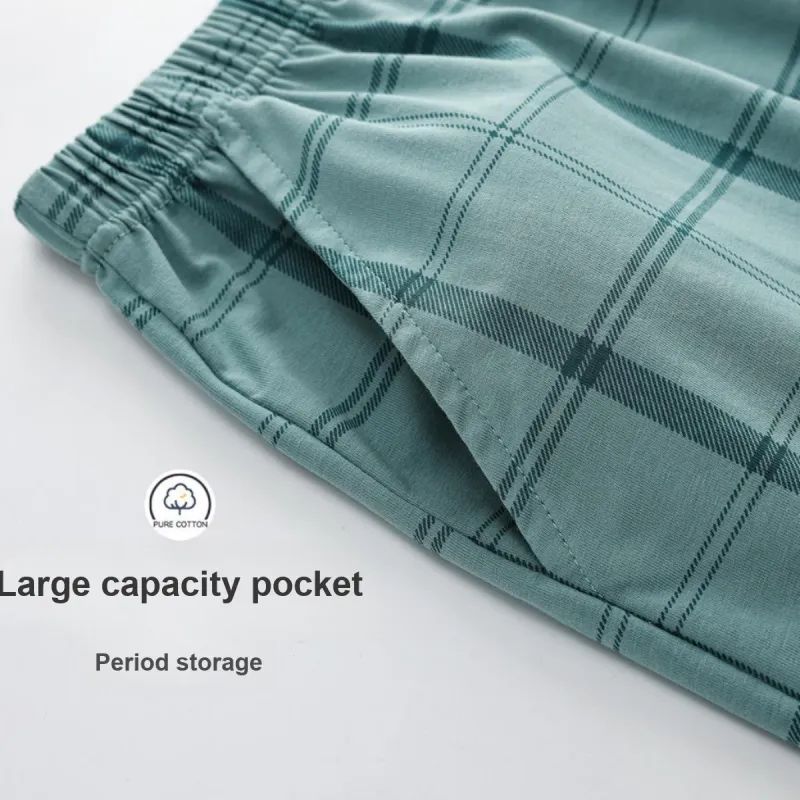 FARO Pajama Pants Men's Blue Green Plaid-3