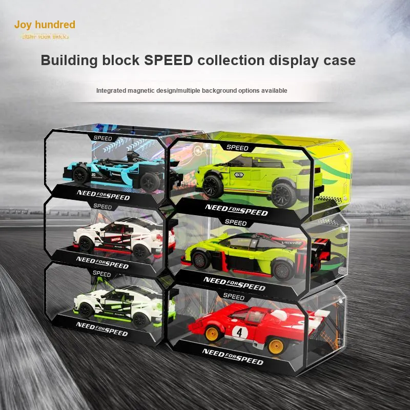 LIGHT YOUR BRICKS Joy 100 Building Block Speed Collection Car Alloy Model Racing Car Display Case Model Accessories-7
