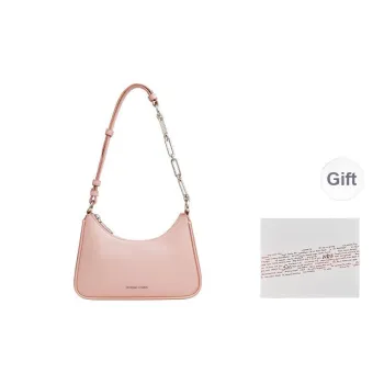 CHARLES&KEITH PU Shoulder Bag Small Size Women's Cream Milk White/Noir Black/Light Pink Light Pink