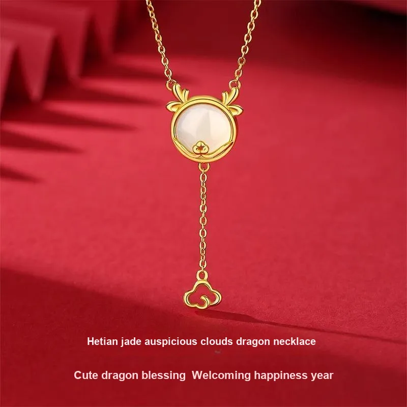 Andaozi Hetian Jade Necklaces White Jade Women's-3