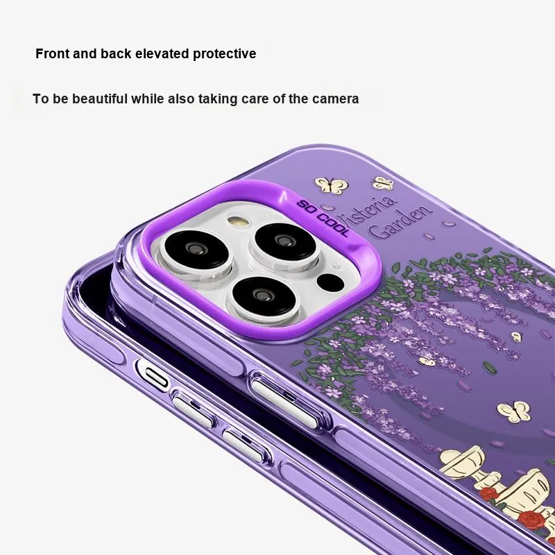Marsfield Acrylic Material Soft Edge Magnetic Wisteria Garden Phone Cases Compatibility Apple 16/15/14/13 Pro/Pro Max-4