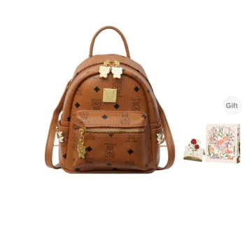 Gerlanx PU Backpack Unisex Brown/Beige/Pink