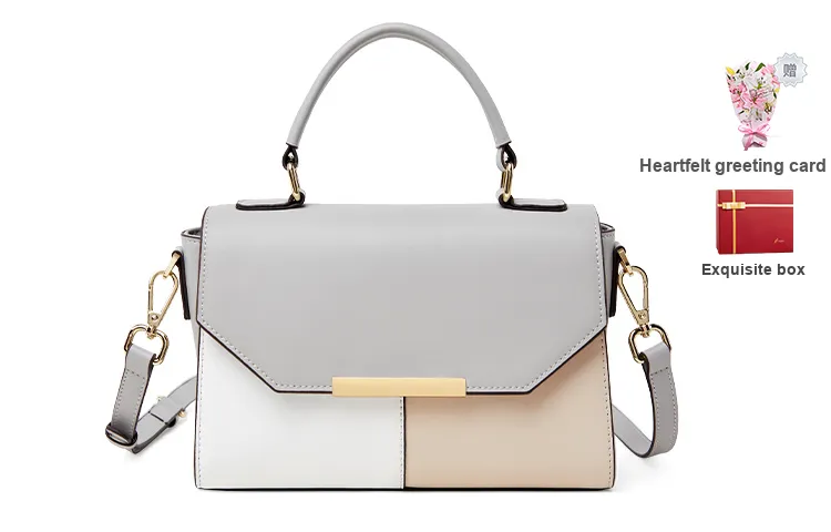 L'ALPINA Cow Leather Handbags Shoulder Bag Crossbody Bag Regular Women's Gray & Apricot White-14