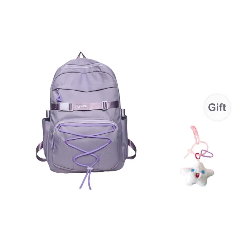 URBAN FOREST Nylon Backpack Unisex White/Violet/Ginger Yellow/Emerald Green-5