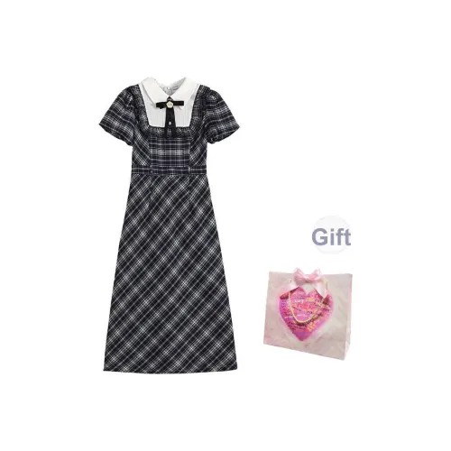 Oddgoods Короткий рукав Платье Женское Синий